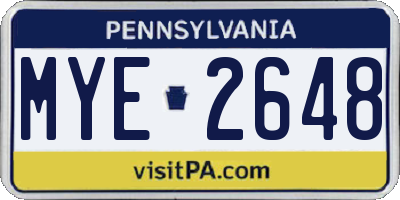 PA license plate MYE2648