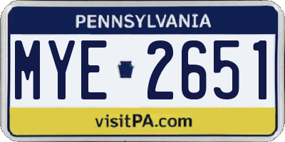 PA license plate MYE2651