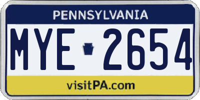 PA license plate MYE2654