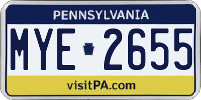 PA license plate MYE2655