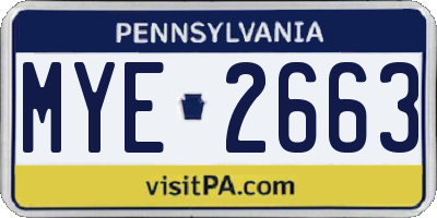 PA license plate MYE2663