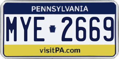 PA license plate MYE2669