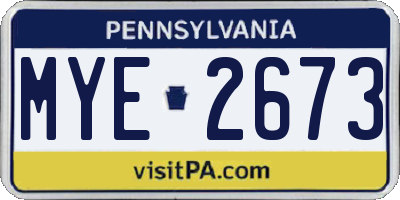 PA license plate MYE2673