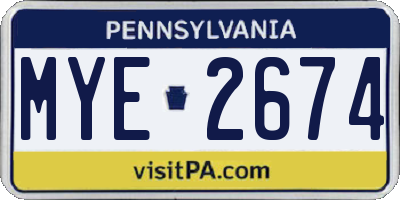 PA license plate MYE2674