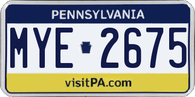 PA license plate MYE2675