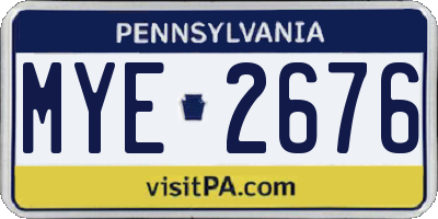 PA license plate MYE2676