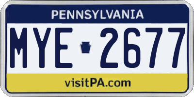 PA license plate MYE2677