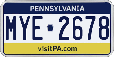 PA license plate MYE2678