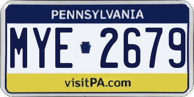 PA license plate MYE2679