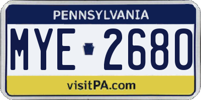 PA license plate MYE2680