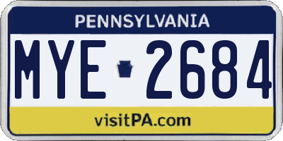 PA license plate MYE2684