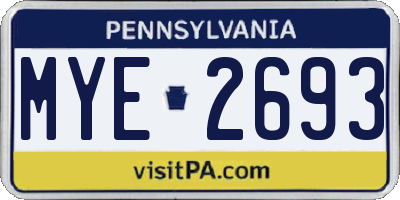 PA license plate MYE2693