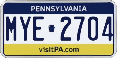 PA license plate MYE2704