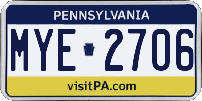 PA license plate MYE2706