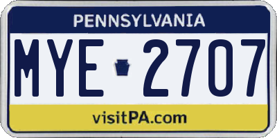 PA license plate MYE2707