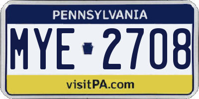 PA license plate MYE2708