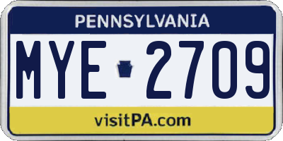 PA license plate MYE2709
