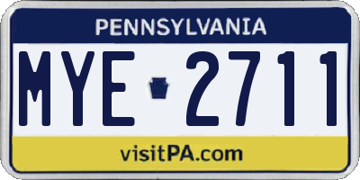 PA license plate MYE2711