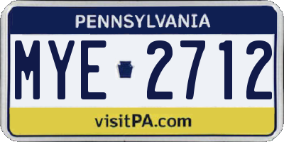 PA license plate MYE2712