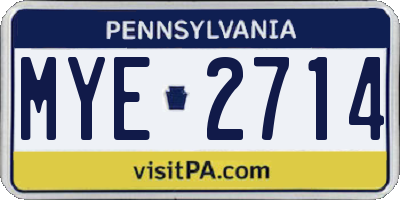 PA license plate MYE2714