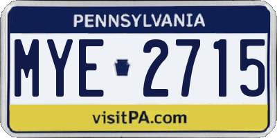 PA license plate MYE2715