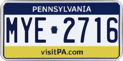 PA license plate MYE2716