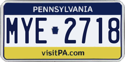 PA license plate MYE2718