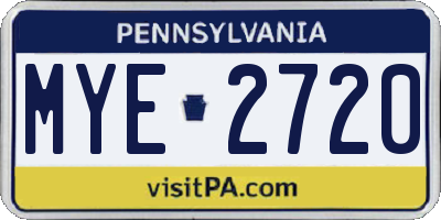 PA license plate MYE2720