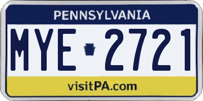 PA license plate MYE2721