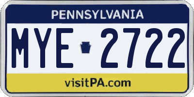 PA license plate MYE2722