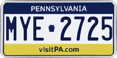 PA license plate MYE2725