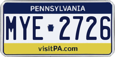PA license plate MYE2726
