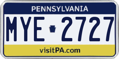 PA license plate MYE2727