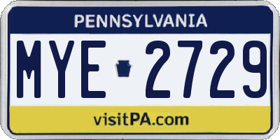 PA license plate MYE2729