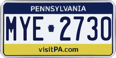 PA license plate MYE2730