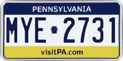 PA license plate MYE2731