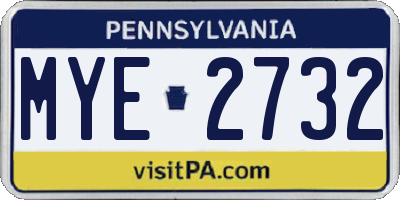 PA license plate MYE2732