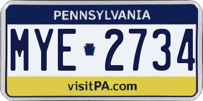 PA license plate MYE2734