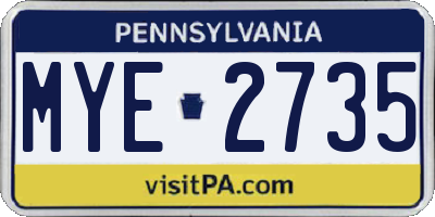 PA license plate MYE2735