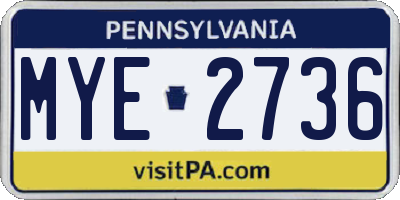 PA license plate MYE2736