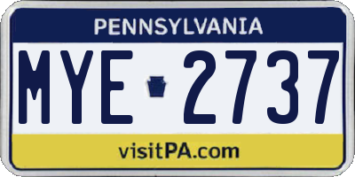PA license plate MYE2737