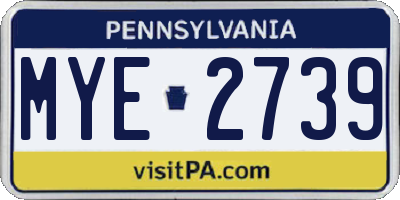 PA license plate MYE2739