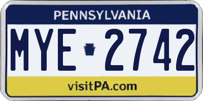 PA license plate MYE2742