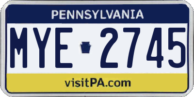 PA license plate MYE2745