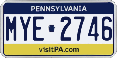PA license plate MYE2746