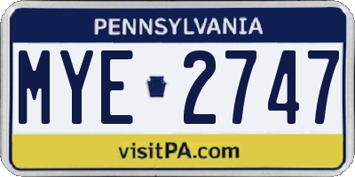 PA license plate MYE2747
