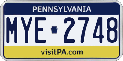 PA license plate MYE2748