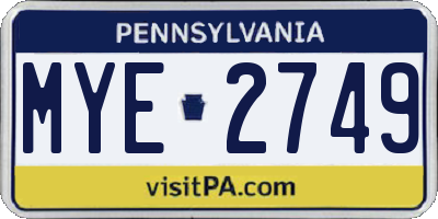 PA license plate MYE2749
