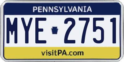PA license plate MYE2751