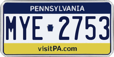 PA license plate MYE2753